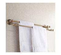 Towel Rail Rack Towel 60Cm Double Rails, Antique Brass Wall Shelves Towel Holder, Bath Shelf Hanger, Bathroom Accessories Towel Rack for Bathroom Kitchen/Antique-3711F