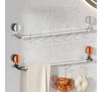Towel Rail Scalable, Vacuum Suction Towel Holder, Bath Towel Bar Sucker Hook No Drilling Wall Mounted Towel Rack Reusable, for Shower Bathroom Kitchen Balcony
