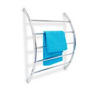 Relaxdays Wall Towel Holder Chromed Steel with 5 Rails 70 x 56.5 x 15.5 cm, Bathroom Rack for Bath & Swimwear Modern Metallic Look- Silver, 70 x 56.5 x 15.5 cm