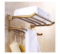 Towel rail wall mounted Bronze Towel Rack Wall Mounted Bathroom Kitchen Towel Holder,Brass Bathroom Hand Towel Holder with Towel Bar and 5 Hooks,Foldable Towel Shelf Rustproof Towel (Color : One Colo