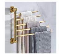 Towel Rail Wall Mounted Swivel Towel Bar 5-Arm Towel Rack,180° Rotation Towel Hanger Rustproof Aluminum Bathroom Storage Organizer,For Bath Kitchen Towel Holder for Multiple Towels/Gold/M