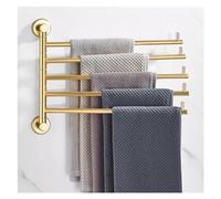 Towel Rail Wall Mounted Swivel Towel Bar 5-Arm Towel Rack,180° Rotation Towel Hanger Rustproof Aluminum Bathroom Storage Organizer,for Bath Kitchen Towel Holder for Multiple Towels/Gold/L
