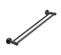Towel Rails 600mm/ 24 inch Matte Black, Screw Wall Mounted Double layer Rod Towel Bar or Rack Round in Bathroom or Kitchen B38913K-60CM