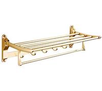 Towel Rails 60Cm Double Towel Rack,Bathroom Rack,Wall Mounted Towel Rail,With Hooks Shower Shelf Organizer Bathroom Double Shelf Storage Rack Bathroom/60Cm ()