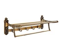 Towel Rails, Aluminum Foldable Antique Brass Bath Towel Rack Active Bathroom Towel Holder Double Towel Shelf With Hooks Bathroom Accessories Household faucets
