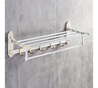 Towel Rails,Bathroom Towel Rack Wall Mounted Towel Holder, Fold White Bath Towel Rack, Active Bathroom Holder, Antique Double Towel Shelf Towel Rack/D (C)