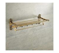 Towel Rails Bathroom Towel Rack Wall Mounted Towel Holder, Nail NoFoldable Antique Brass Bath Towel Rack, Active Bathroom Towel Bar, Double Towel Holder with Hooks Bathroom Accessories/Abs-