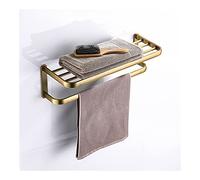 Towel Rails,Bathroom Towel Rack Wall Mounted Towel Holder, Rose Bathroom Towel Rail Shelf, Brass European Bath Towels Rack Storage, Antique Wall Mounted Clothes Holder/Chrome (Bronze)
