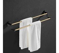 Towel Rails Light All Copper Towel Rack, Towel Bar, Toilet Towel Holder, Toilet Double-Bar Towel Wall Hanging Rack Towel Racks/Black Gold 60Cm