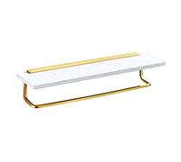 Towel Rails, Nordic Towel Bar With Marble Shelf Bathroom Towel Rack Towel Hanger Towel Holder Wall Mounted Towel Rail Holder (Color : White gold, Size : 30cm) (White Gold 30cm) Household faucets