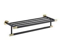 Towel Rails, Stainless steel light luxury black gold bathroom pendant set bathroom towel rack rack hardware (Color : One Size, Size (3 Household faucets
