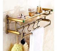 Towel Rails Towel Racks, Bathroom Towel Rack Wall Mounted Towel Holder,Bathroom Shelf,Brass Carved Bolt Type Wall Mounted Corner Shelf,Storage Organizer Rack with Towel Bar an