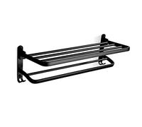 Towel Rails, Towel Racks, Bathroom Towel Shelf with Foldable Towel Bar Holder and Towel Hooks, Wall Mounted Multifunctional Double Towel Household faucets