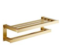 Towel Rails, Towel Rail Towel Bar Double Towel Bar Brushed Space Aluminum Metal Bathroom Towel Rack Shelf Wall Mount Towel Holder For Bathroom Kitchen Towel Rack (Blue : Gold, Size Household faucets