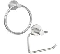 Towel Ring and Toilet Paper Holder set, Stainless Steel Bath Towel Hanger and Tissue Roll Holders, Bathroom Hardware Accessories Wall Mounted 2 Pieces (Brushed Nickel)