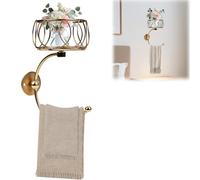 Towel Ring, Hand Towel Holder for Bathroom Wall, Towel Hanger Wall Mounted with Cut Candle Holder for Bathroom Decor and Accessories