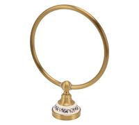 Towel Ring in Antique Brass Optics, Wall Towel Holder with Blue and White Porcelain Sticker, Ideal for Bathrooms and Bathroom Accessories