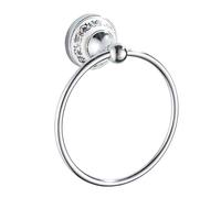 Towel Ring Wall Mount Holder - Chrome Plate Stainless Steel Bathroom Accessory with Ceramic - Easy Installation Vintage Style Towel Rack