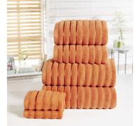 Rapport Home Furnishings 550 gsm Ribbed Towel Bale - 6 Piece - Spice, Orange