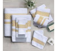 Towel Set 100% Egyptian Cotton Bath Towel Ultra Soft, Thick & Absorbent 500 GSM Luxury Towels for Bathroom, Spa & Gym Quick Dry, Durable, Machine Washable in 8 Colors 70 x 130 cm (1, White and Gold)