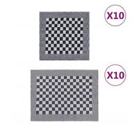 Towel Set 10pcs Blue & White 100% Cotton Kitchen 50x70, Guest 50x50cm Absorbent