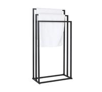 Relaxdays Standing Towel Rack, Metal, 3 Bars, Bathroom Storage, 84×44×21.5 cm, Black
