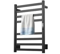 Towel Warmer Electric Heated Rack, Wall Mounted with Temperature Control 35-70℃, 24h Timer, Digital Display, 8 Rod Aluminium Heater for Bathroom