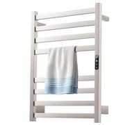 Towel Warmer Electric Heated Rack, Wall Mounted with Temperature Control 35-70℃, 24h Timer, Digital Display, 8 Rod Aluminium Heater for Bathroom