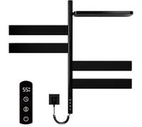 Towel Warmers, 80W Towel Rail Radiator with LED Display, 180° Rotatable Wall Mounted Heated Towel Rails for Bathroom, 30-70℃ Temperature Control, 1-9h Timer, IPX4 Waterproof