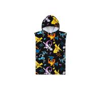 Pokemon Bath Towel with Hood for Kids Teenagers Absorbent Anime Changing Robe Cotton Poncho Towel for Swimming Bath Shower Beach Towel Holiday Essentials (Black/Multi, 10-13 Years)