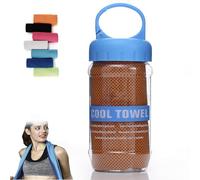 Towelnado Cooling Towel, Towelnado Ice Towel & Bottle, Cool Towels For Neck, Ultra-Soft Bamboo Rayon, 3-Hour Cooling, Sun Protection, Running, Yoga, Travel Essential (Orange)