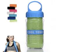 Towelnado Cooling Towel, Towelnado Ice Towel & Bottle, Cool Towels For Neck, Ultra-Soft Bamboo Rayon, 3-Hour Cooling, Sun Protection, Running, Yoga, Travel Essential (Green)