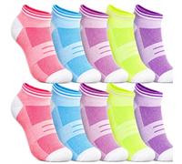 Towelogy 10 Pack No-Show Womens Ankle Socks Multipack Cotton Rich Ladies Low Cut Breathable Summer Trainer Socks Size 4-7
