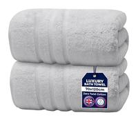 Towelogy 100% Cotton Bath Towels 70x120cm - Ultra Soft & Absorbent Towels for Bathroom | Spa & Hotel Quality | Premium Quick Dry Towel Set for Adults (2, Silver)