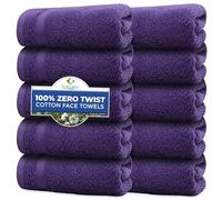 Towelogy 100% Cotton Washcloths Set of 10-33 x 33 cm Highly Absorbent and Super Soft Face Cloths (10, Plum Purple)