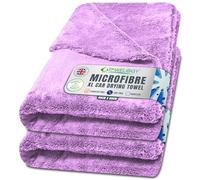 Towelogy® 2 Pack Premium Extra Large Car Drying Towel Edgeless Thick Dual Absorbency 40x60cm Cleaning & Detailing Towels (Lilac)