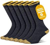 Towelogy 2 Pairs Mens Heavy Duty Diabetic Work Socks Shoe Size 6-11 Wide Top Safety Steel Toe Cushioned Boot Socks (6, Black)