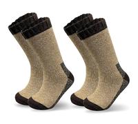 Towelogy 2 Pairs Merino Wool Hiking Socks for Men Heavy Duty Thick & Thermal Long Walking Boot Socks UK Size 6-11 (UK, Numeric, 6, 11, Regular, Regular, Brown)