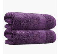 Towelogy® 2 Piece Hand Towel Set - Hand Towels for Bathroom 100% Cotton Multipurpose Washcloths Ideal for Everyday Use Fade Resistant 50 x 85cm | Machine Washable (Plum Purple, 2)
