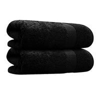 Towelogy® 2 Piece Set - Hand Towels for Bathroom 100% Egyptian Cotton Multipurpose Washcloths Ideal for Everyday Use Fade & Tear Resistant 50 x85cm | Machine Washable (Noir Black, 2)