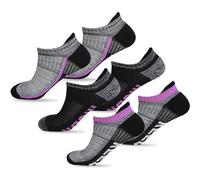 Towelogy 3 Pack Womens Running Ankle Socks Cushioned Anti-Blister Low Cut Ladies Athletic Trainer Socks Size 4-7 (Purple/Black)