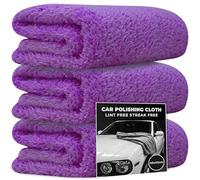 Towelogy 3 x Premium Microfibre Car Polishing Cloths - Professional Paint Care, Edgeless Design for No Scratches or Swirl Marks, Lint-Free Finish (3, Purple)