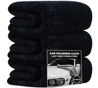 Towelogy 3 x Premium Microfibre Car Polishing Cloths - Professional Paint Care, Edgeless Design for No Scratches or Swirl Marks, Lint-Free Finish (3, Black)