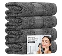 Towelogy® 4 Pack Face Cloths - 100% Combed Cotton Flannels 33x33cm - Soft Facial Towels for Cleansing, Makeup Removal & Skincare (4, Grey)