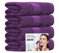 Towelogy® 4 Pack Face Cloths - 100% Combed Cotton Flannels 33x33cm - Soft Facial Towels for Cleansing, Makeup Removal & Skincare (4, Purple)