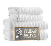 Towelogy 4-Piece Bath Towel Set - Quick-Dry, Highly Absorbent Bamboo-Cotton Blend - Ecofrienldy Choice for Everyday Use | 2 Bath Sheets (90x140cm) & 2 Hand Towels (50x80cm) (4, Snow)