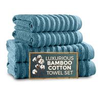 Towelogy 4-Piece Bath Towel Set - Quick-Dry, Highly Absorbent Bamboo-Cotton Blend - Ecofrienldy Choice for Everyday Use | 2 Bath Sheets (90x140cm) & 2 Hand Towels (50x80cm) (4, Teal)