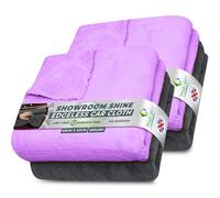 Towelogy® 520gsm Professional Microfibre Edgeless Car Cloths QUICK DRY for Auto/Moto Detailing Polishing Washing STREAK FREE & LINT FREE 40x40cm (Grey/Lilac Purple, Pack Of 4)