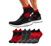 Towelogy 6 Pack Mens Anti Blister Socks- Sweat Wicking, Cushioned Athletic Ankle Trainer Socks for Multi-Sports & Running Size UK 9-12 (Red)