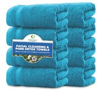 Towelogy® 8 x Cotton Face Cloths - Blackhead Remover, Makeup Cleanser & Spa Steam Towel - Quick-Dry Washcloths for Pore Detox (Teal, One Size)